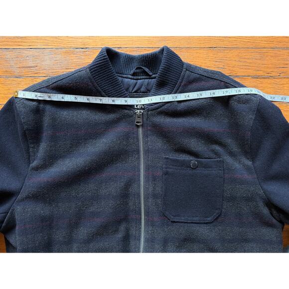 LEVI'S Black Striped Wool Varsity Jacket Mens sz XL - Picture 11 of 13